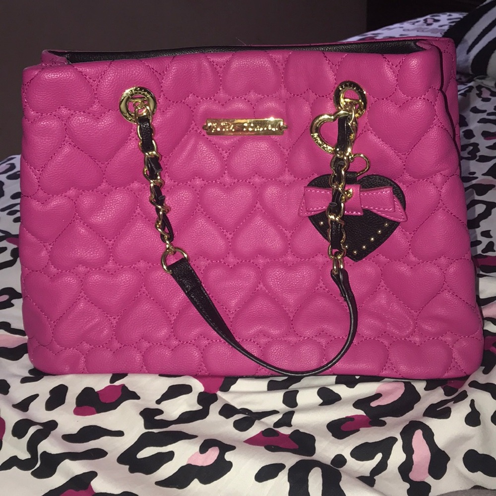 Betsey Johnson quilted hearts purse